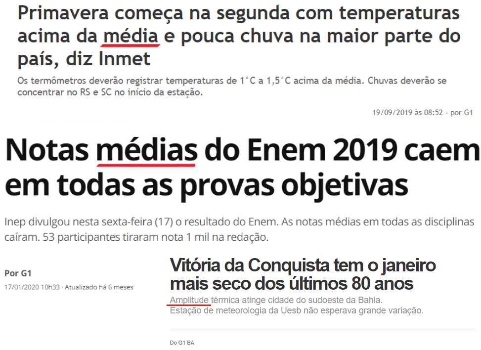 Manchetes de jornais com termos da ciência de dados