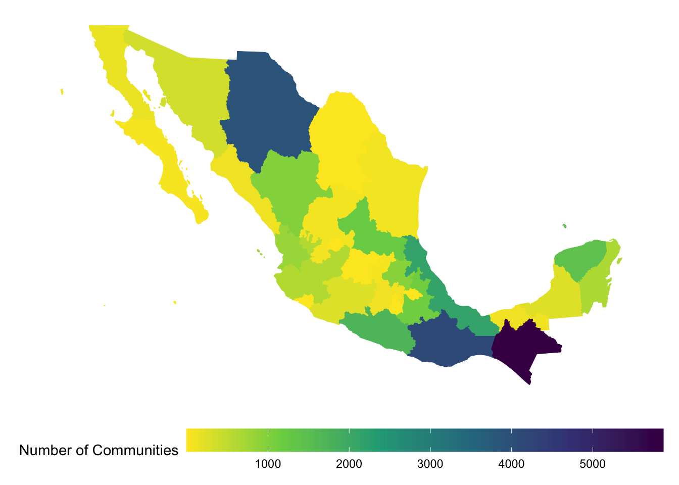 Number of communities where 40% or more of inhabitants speak an indigenous language