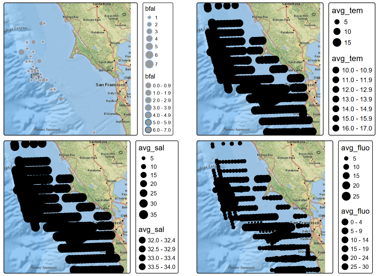 July black footed albatross, temperature, salinity, fluorescence