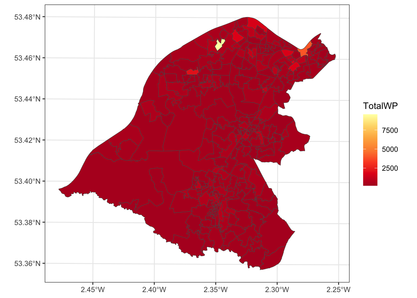 Workplace zone populations in Trafford.