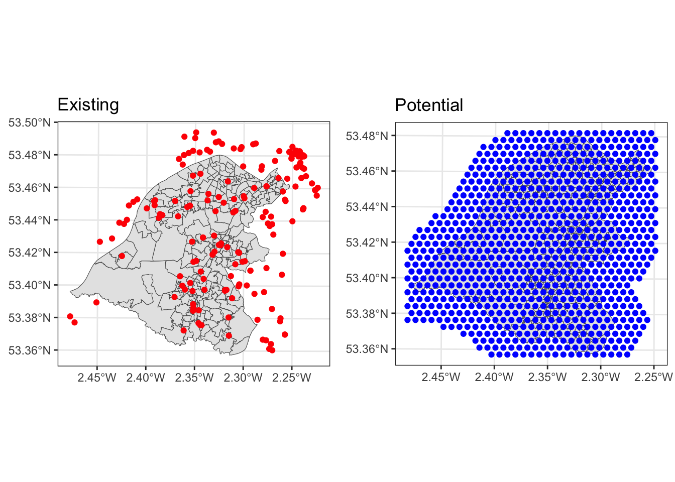The existing and potential supply locations.