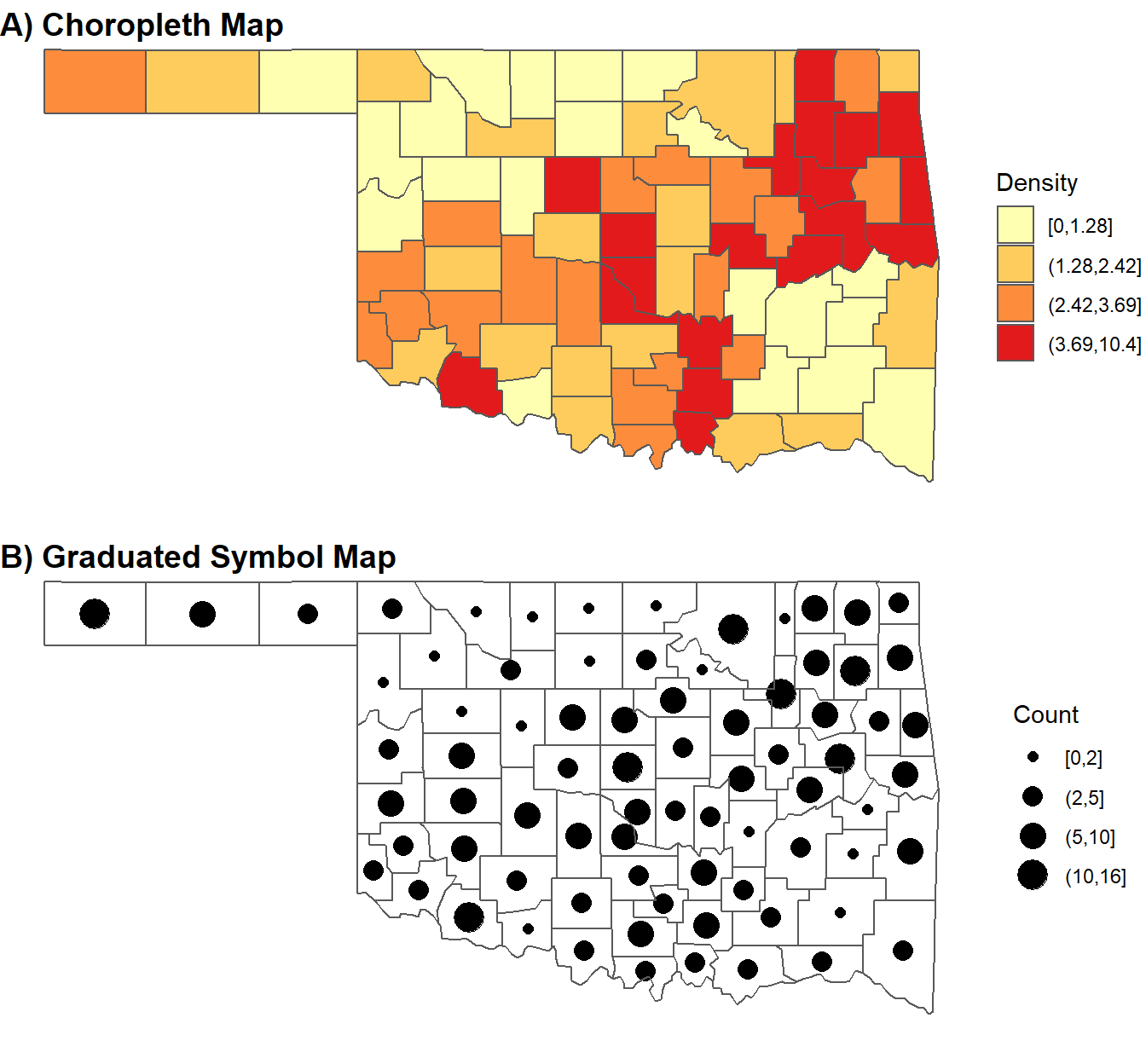 Mutiple map figure generated with the cowplot package.