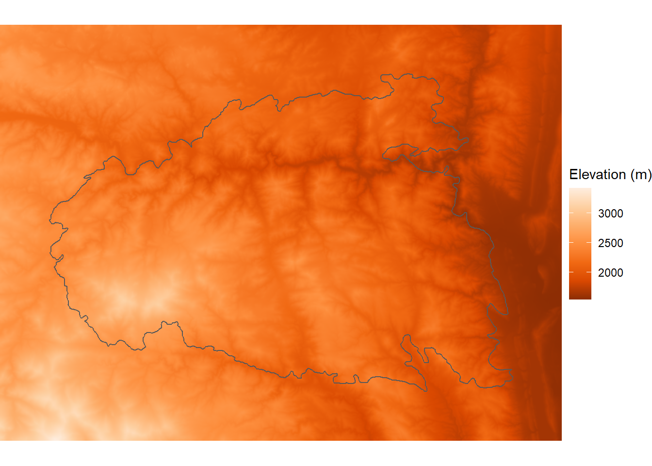 Elevation within the boundary of the High Park fire.