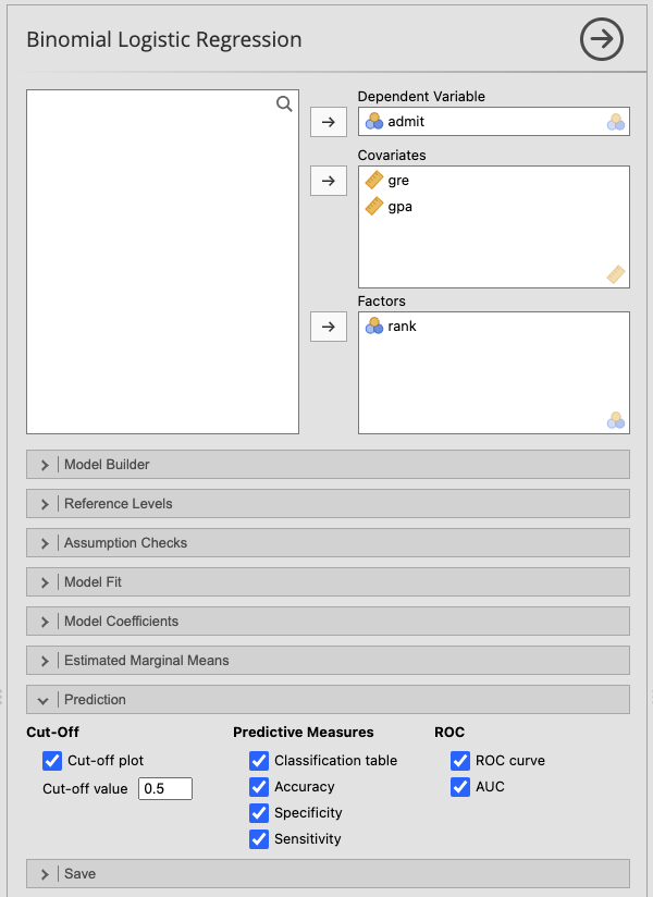 การนำเข้าตัวแปร และการวิเคราะห์ที่ต้องการ