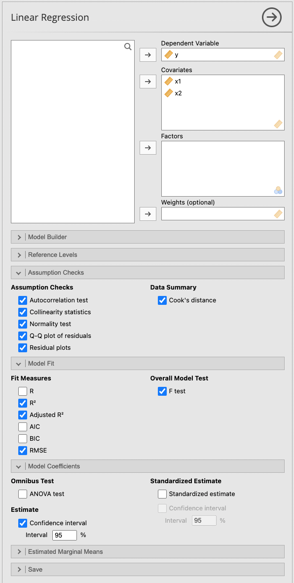 เมนู Linear Regression