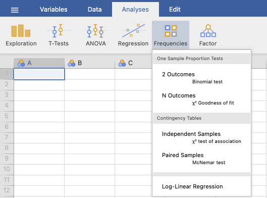 เมนู Frequencies